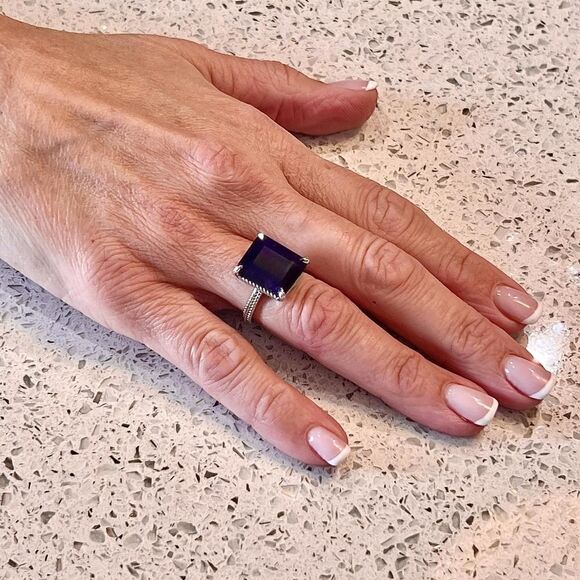 Natural Solitaire Sapphire Ring 6.5 14k W Gold 7 TCW Certified $3,150 310545 - Picture 11 of 15